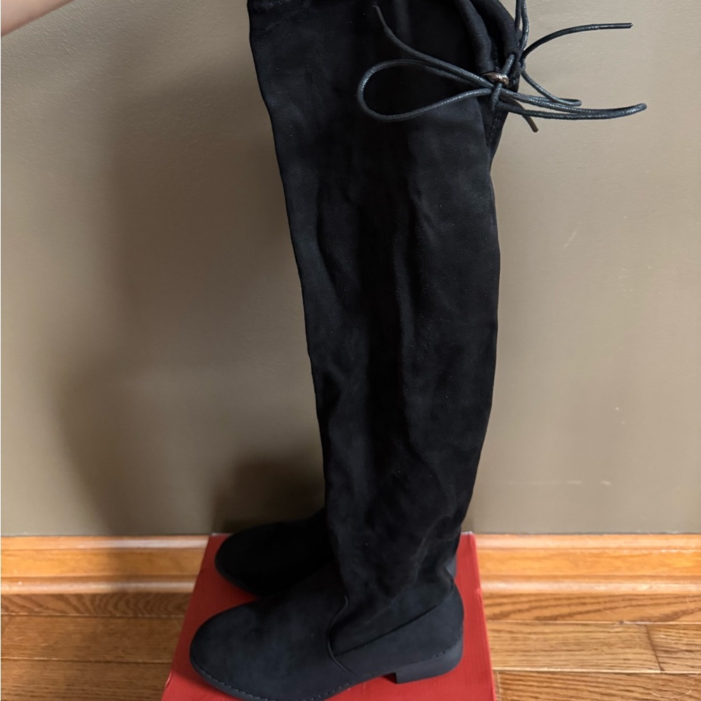 Suede over the knee boots.